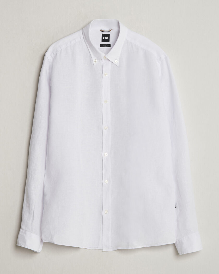 BOSS BLACK Liam Linen Shirt White – Bianco