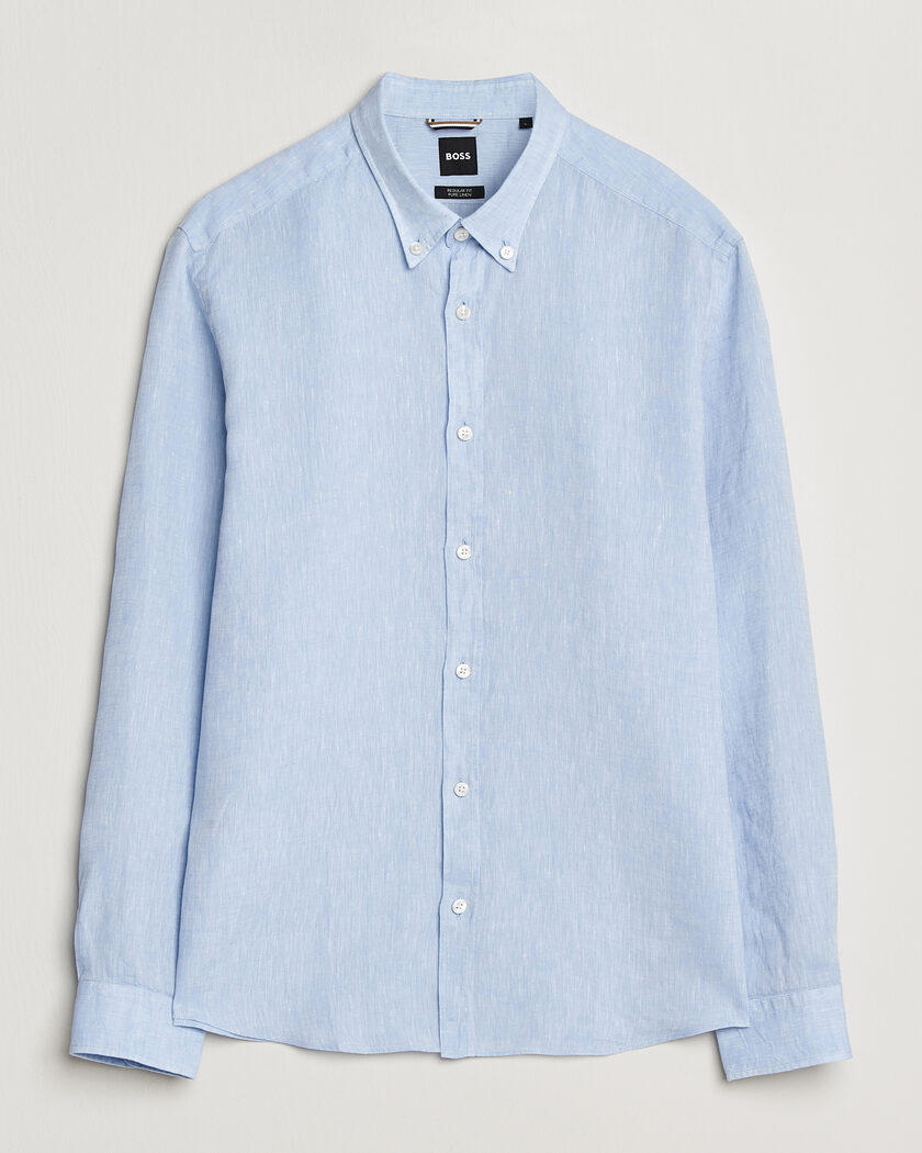 BOSS BLACK Liam Linen Shirt Light Blue – Blu