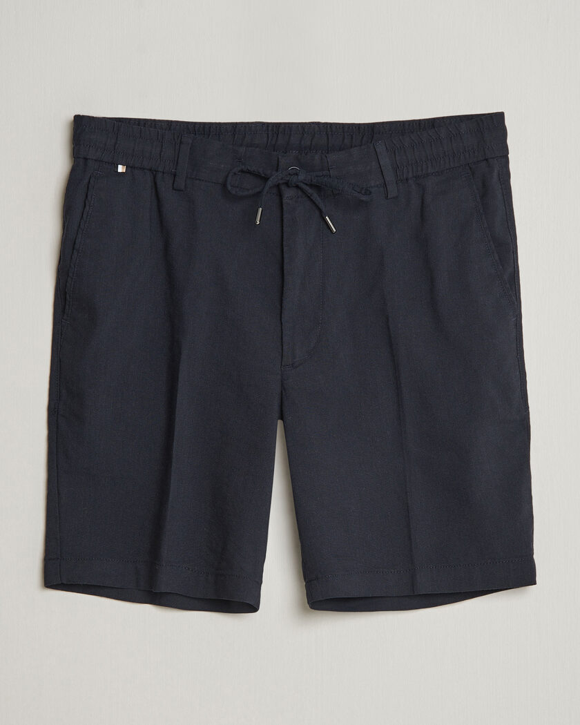 BOSS BLACK Kane Linen Drawstring Shorts Dark Blue – Blu