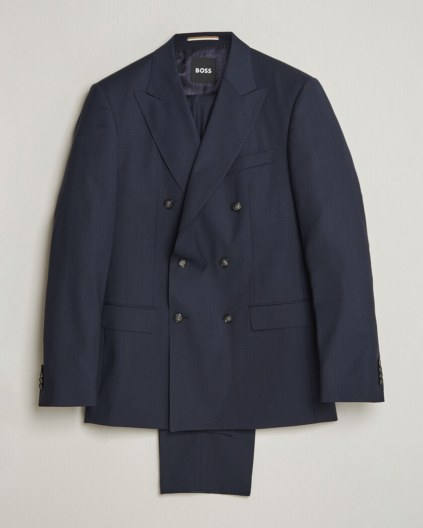 BOSS BLACK Huge Wool Double Breasted Suit Dark Blue – Blu