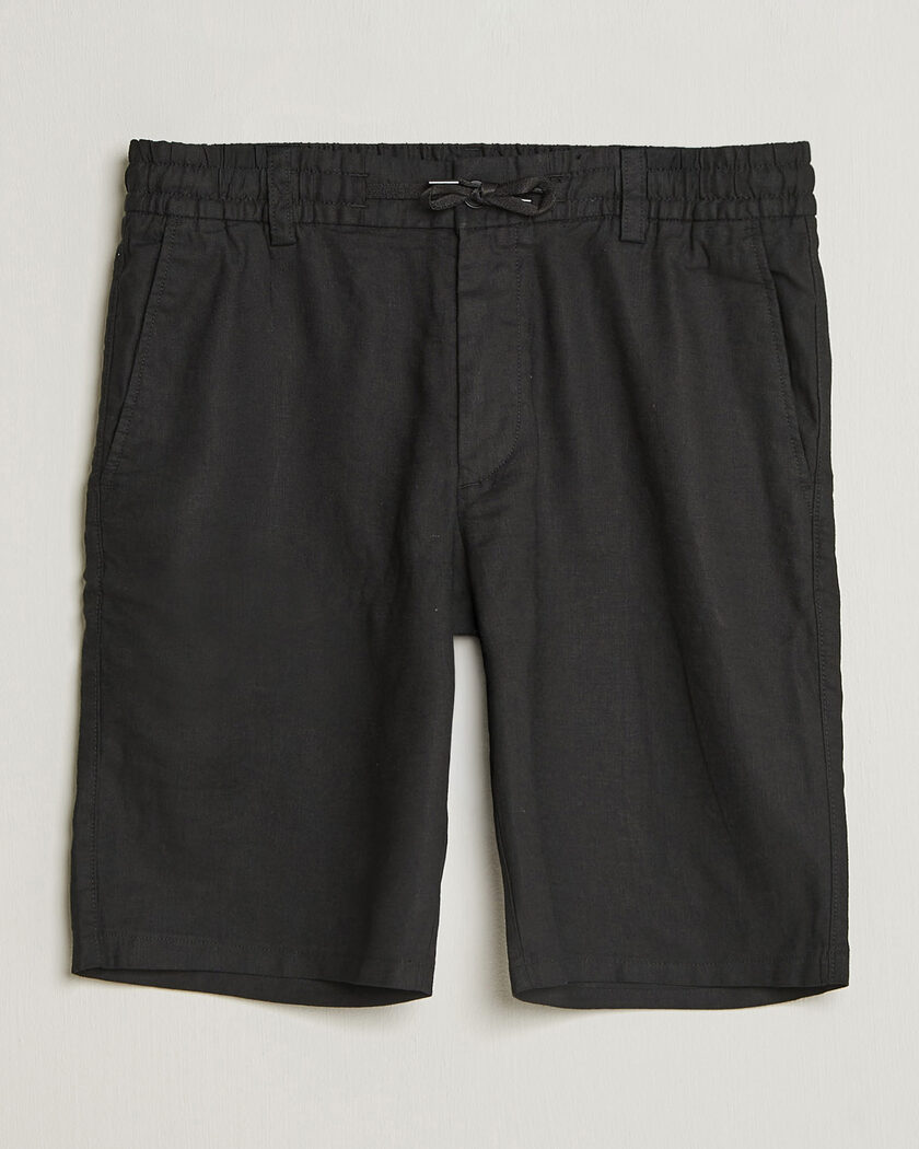 BOSS ORANGE Tapered Linen Drawstring Shorts Black – Nero