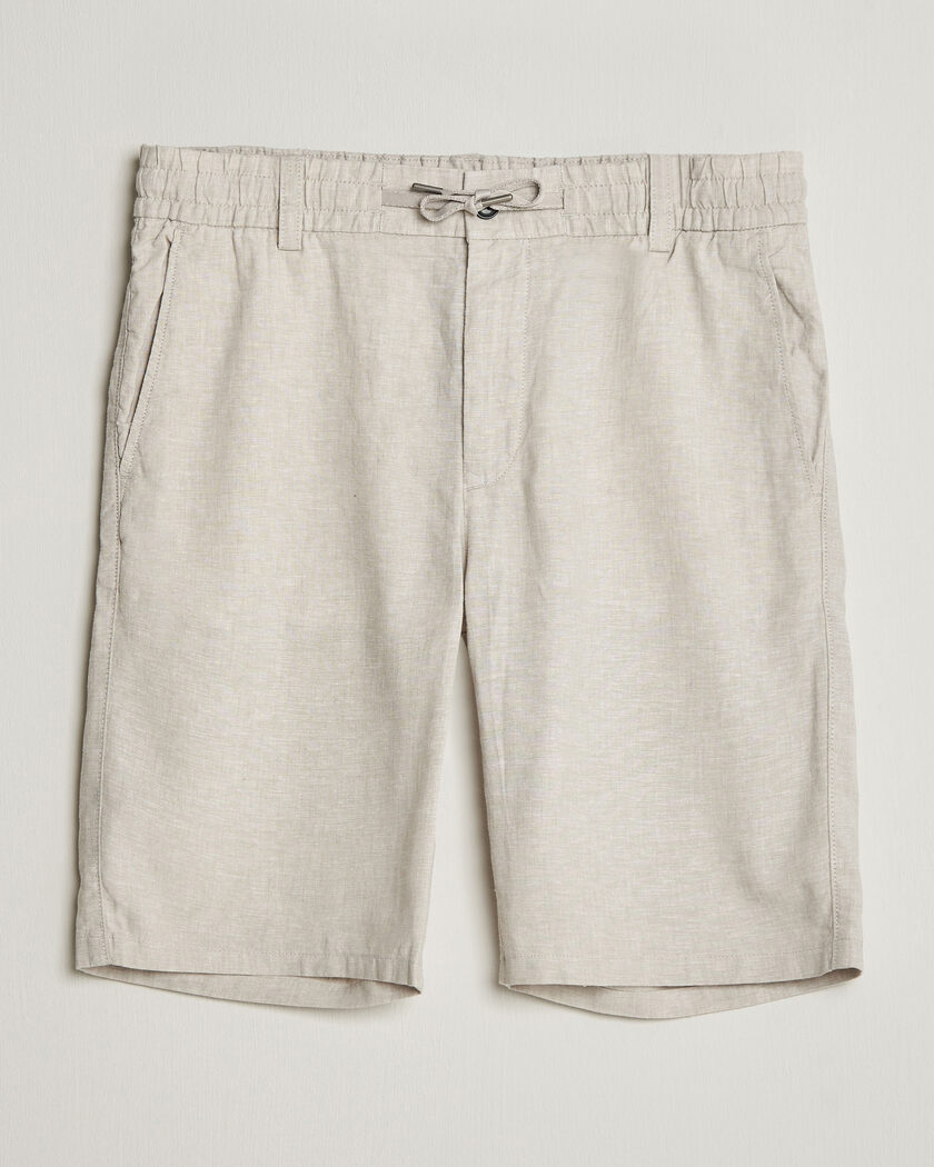 BOSS ORANGE Tapered Linen Drawstring Shorts Open Grey – Grigio