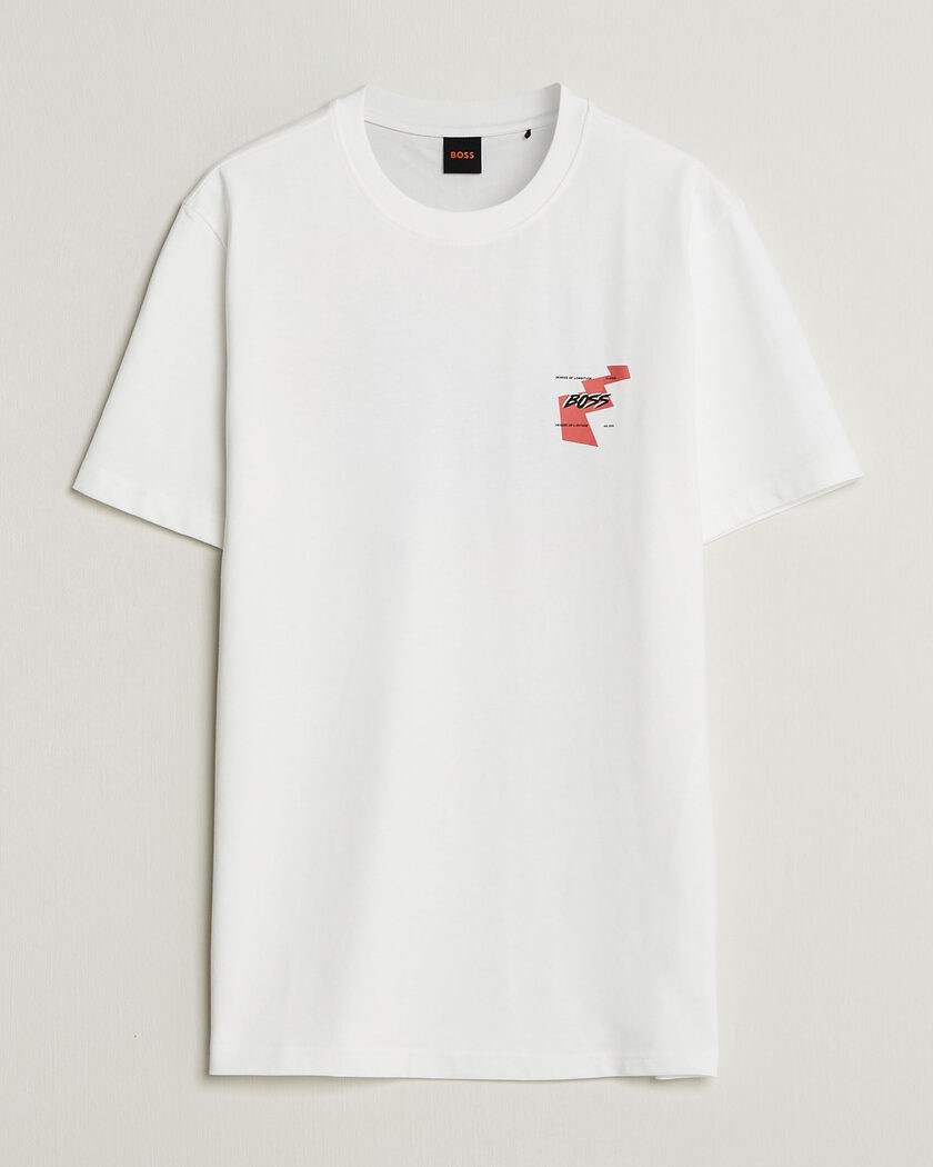BOSS ORANGE Movement Printed Crew Neck T-Shirt Natural – Bianco
