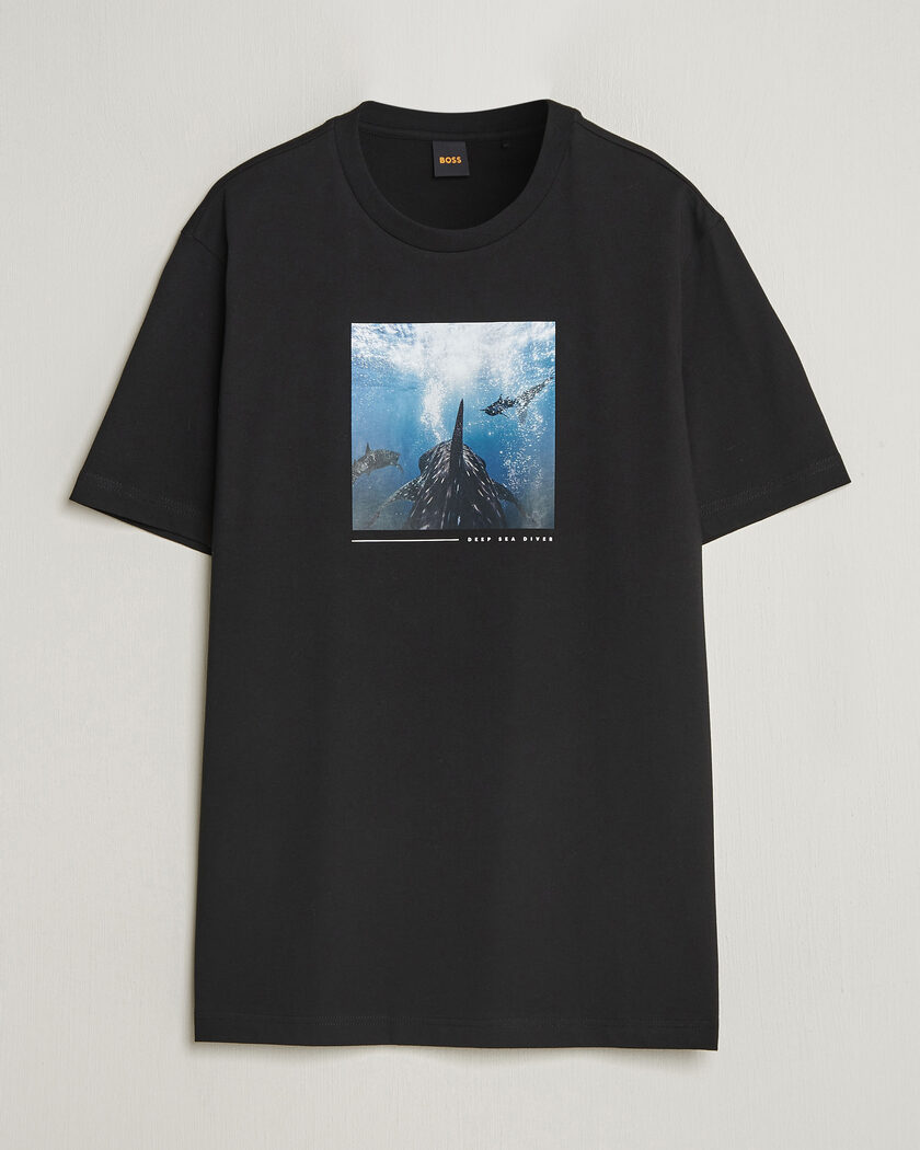 BOSS ORANGE Creature Printed Crew Neck T-Shirt Black – Nero