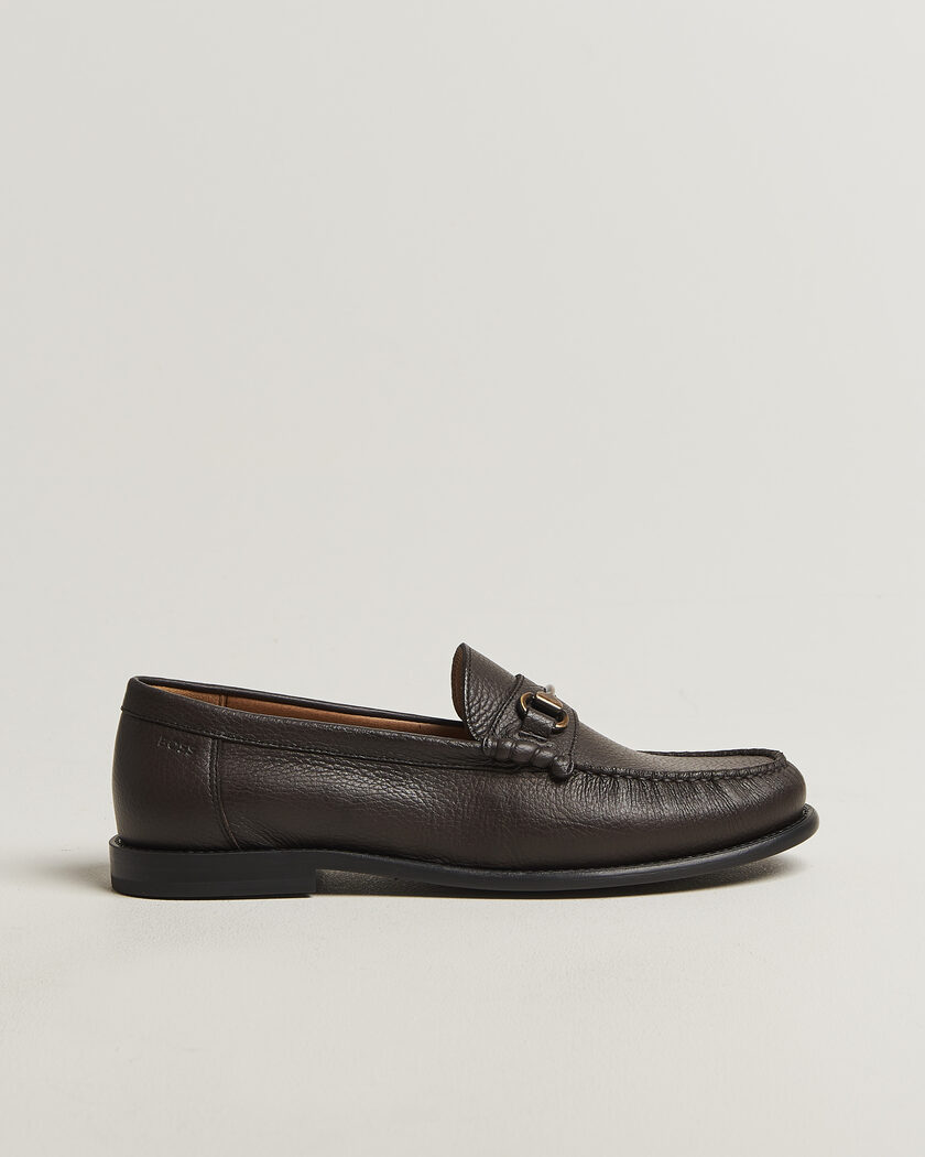 BOSS BLACK Tevan Leather Moccasin Dark Brown – Marrone