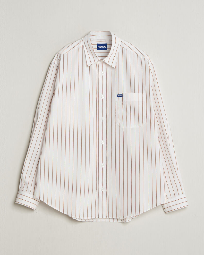 HUGO Ebalto Striped Cotton Shirt Light Orange – Arancione