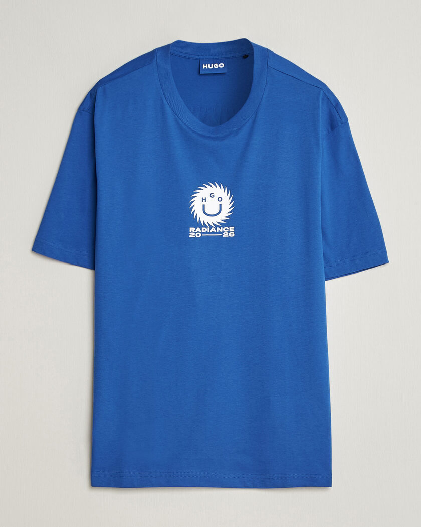 HUGO Nunarix Printed Crew Neck T-Shirt Open Blue – Blu