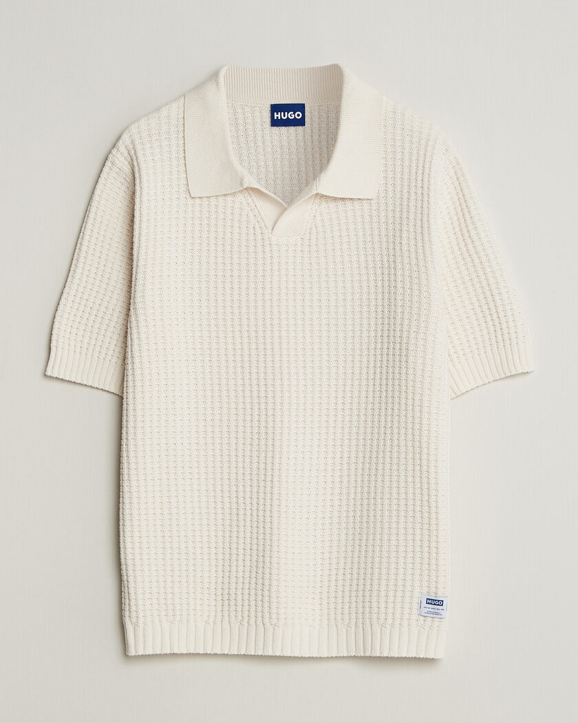 HUGO Spero Knitted Polo Open White – Bianco