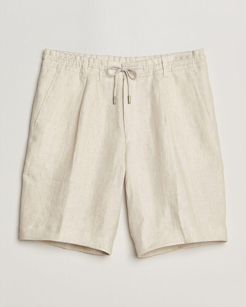BOSS CAMEL Peet Linen Drawstring Shorts Open White – Bianco