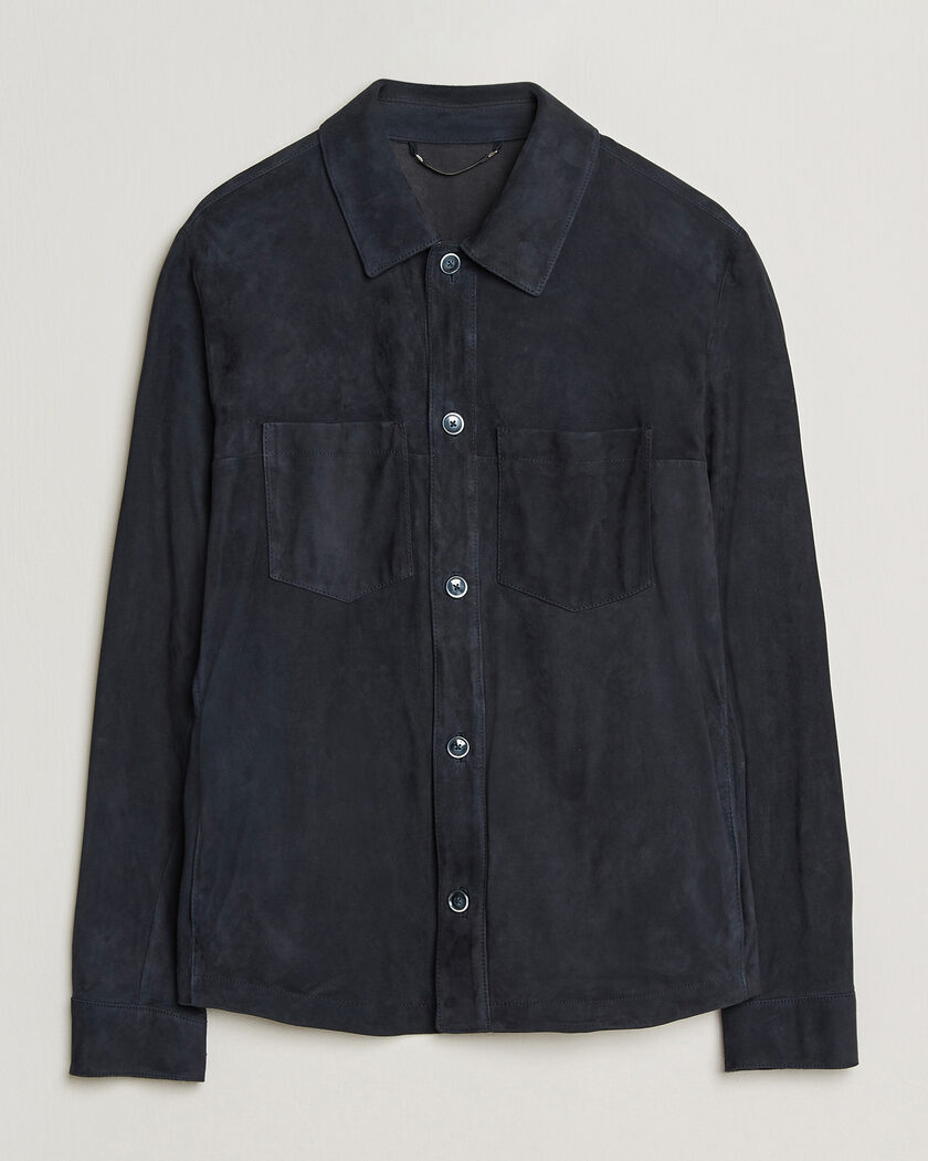 BOSS CAMEL Mando Suede Jacket Dark Blue – Blu