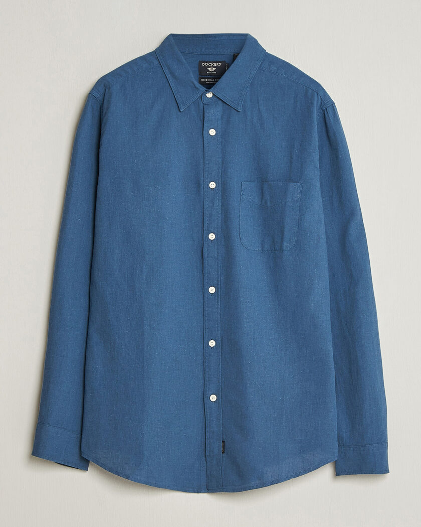Dockers Slim Linen/Cotton Shirt Bering Sea – Blu