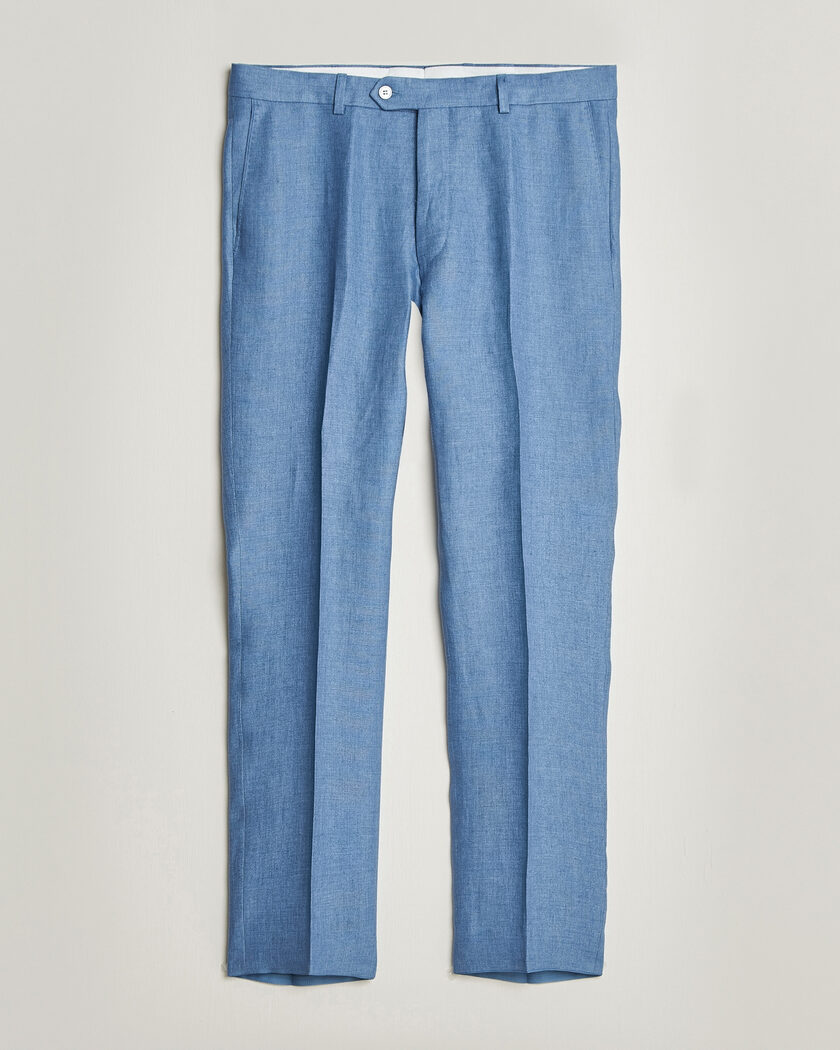 Oscar Jacobson Dandy Linen Trousers Light Blue – Blu