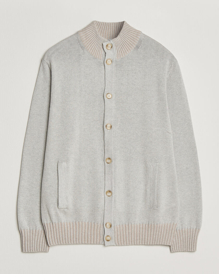 Morgano Cotton/Cashmere Knitted Cardigan Light Grey – Grigio