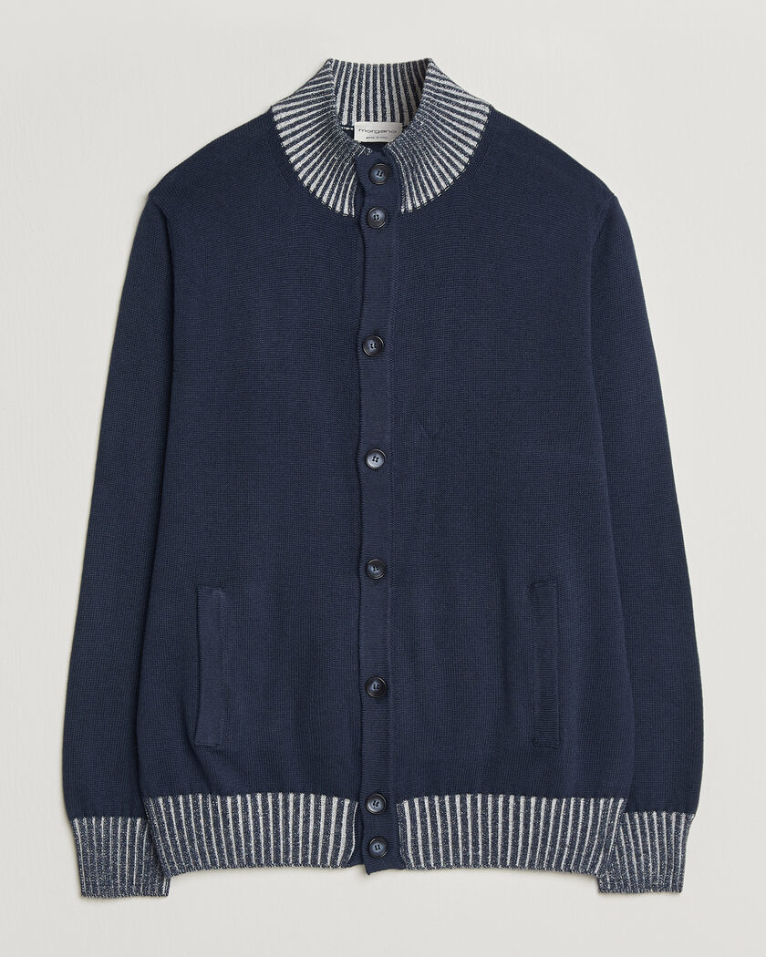 Morgano Cotton/Cashmere Knitted Cardigan Navy – Blu