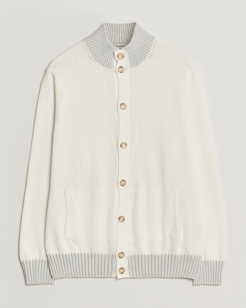 Morgano Cotton/Cashmere Knitted Cardigan Cream – Bianco