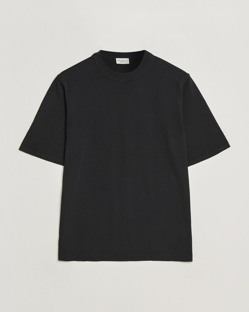 Morgano Knitted Cotton Crepe T-Shirt Black – Nero