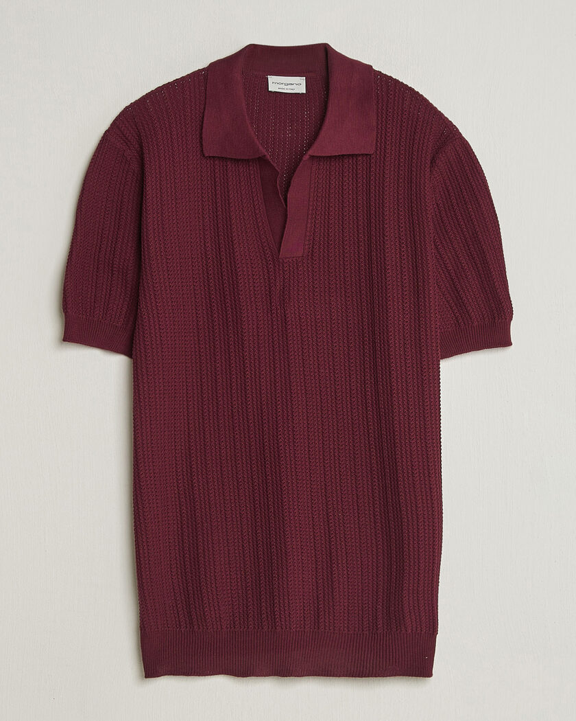 Morgano Structured Knitted Polo Burgundy – Rosso