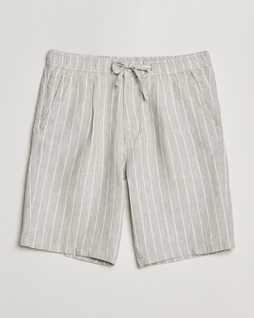 KnowledgeCotton Apparel Striped Loose Linen Shorts Grey – Grigio