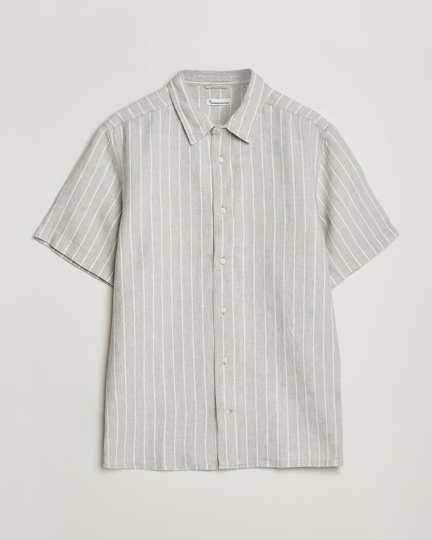 KnowledgeCotton Apparel Striped Linen Resort Shirt Grey – Grigio