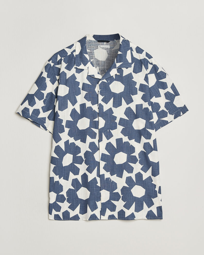 KnowledgeCotton Apparel Printed Linen Mix Shirt Blue – Blu