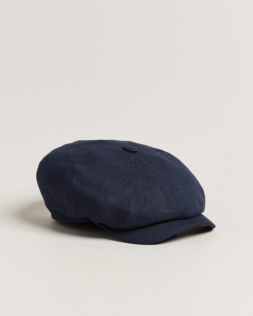 Wigéns Newsboy Retro Hopsack Linen Cap Navy – Blu
