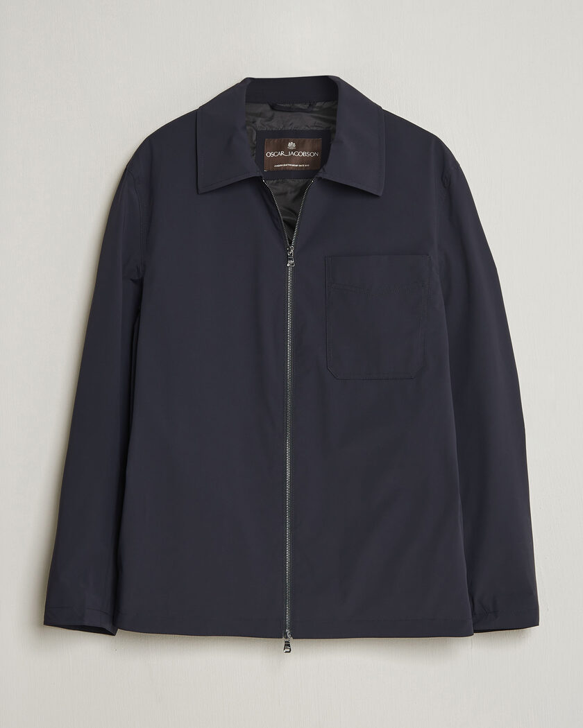 Oscar Jacobson Light Zipped Shirt Jacket Navy – Blu