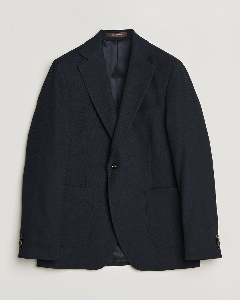 Oscar Jacobson Fogerty Patch Structure Cotton Blazer Navy – Blu