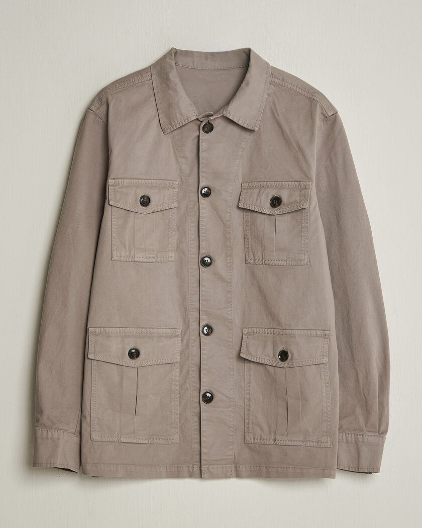 Oscar Jacobson Safari Cotton Shirt Jacket Grey – Grigio