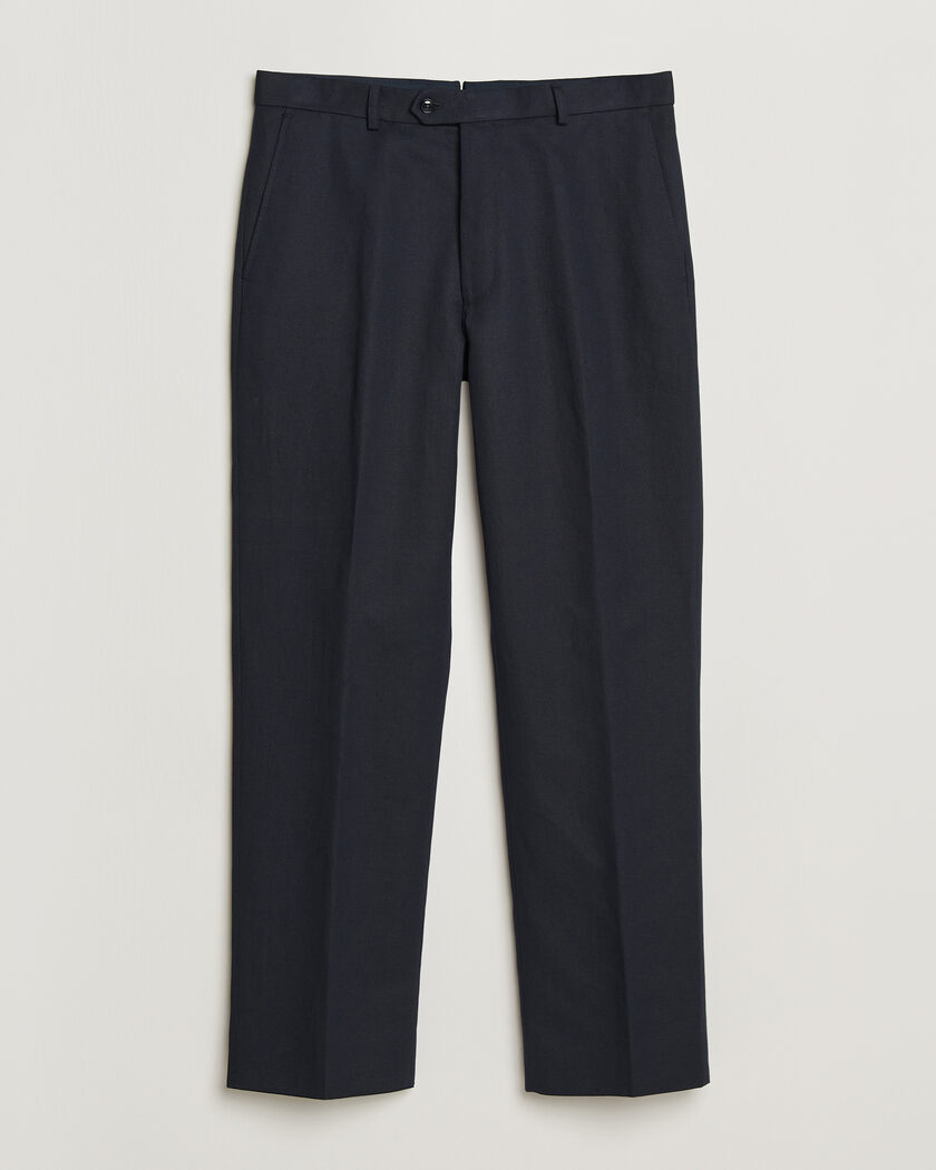 Oscar Jacobson Del Cotton/Linen Trousers Navy – Blu