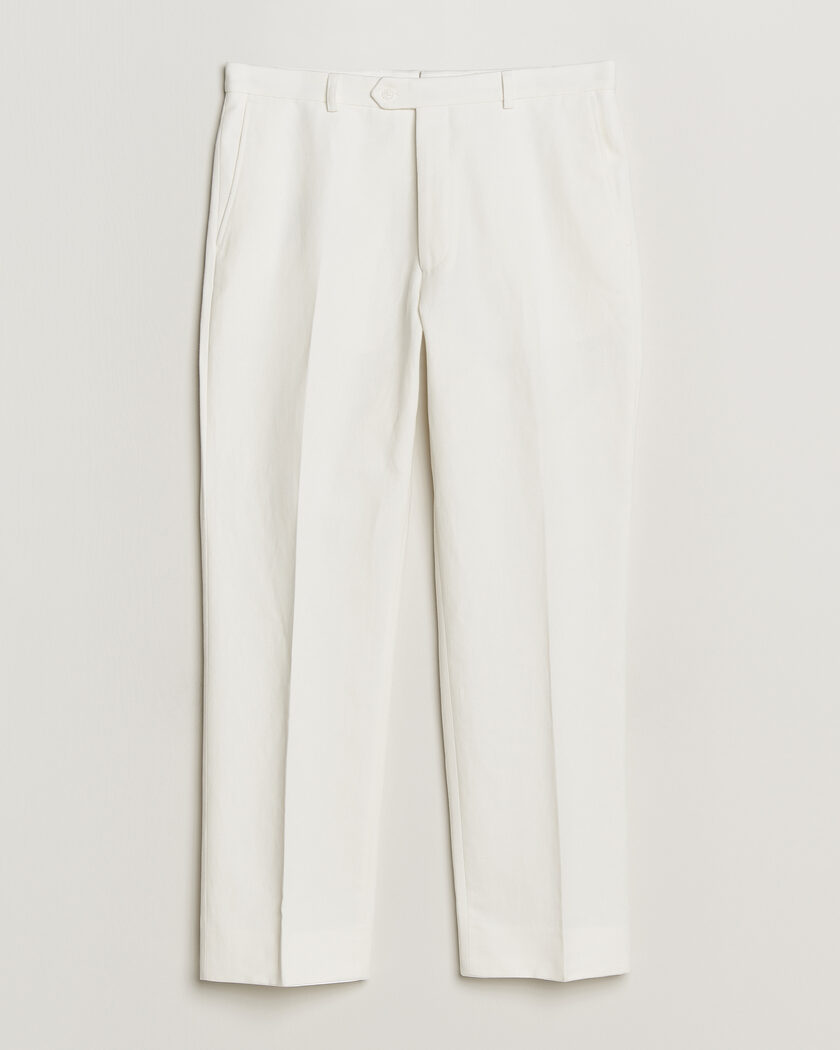 Oscar Jacobson Del Cotton/Linen Trousers White – Bianco