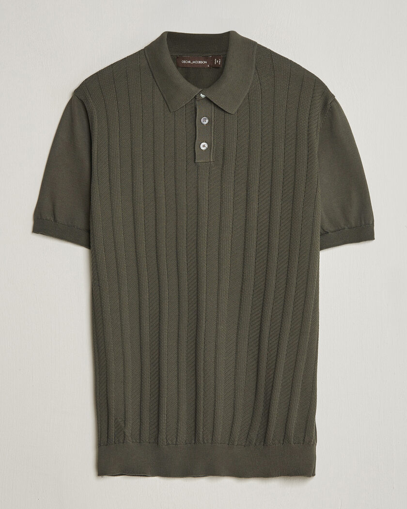 Oscar Jacobson Barto Structured Cotton Polo Green – Verde