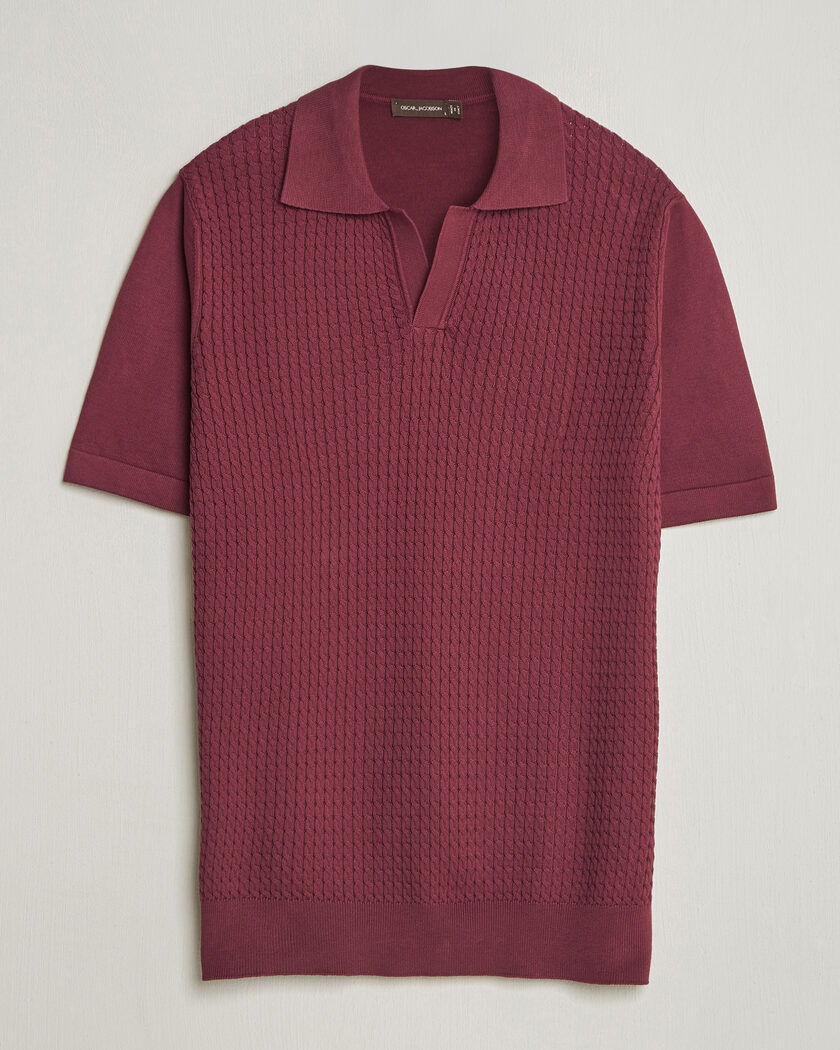 Oscar Jacobson Alf Structured Cotton Polo Wine Red – Rosso