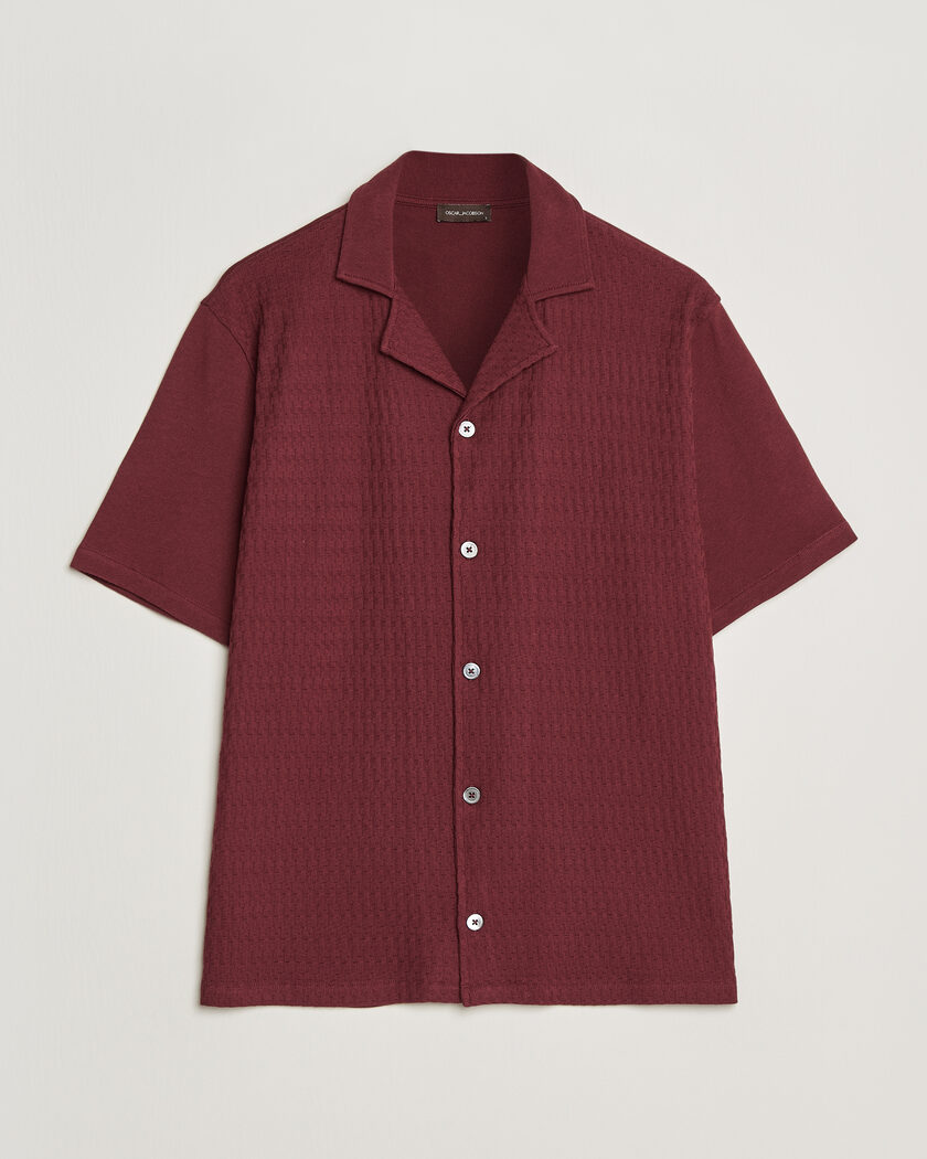 Oscar Jacobson Kirk Knitted Short Sleeve Shirt Wine Red – Rosso