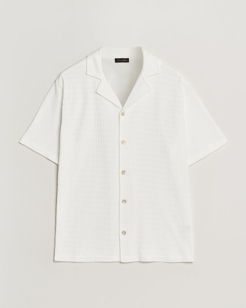 Oscar Jacobson Kirk Knitted Short Sleeve Shirt Snow White – Bianco