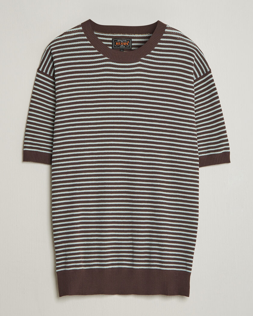  BEAMS PLUS Jacquard Knit T-Shirt Brown – Marrone