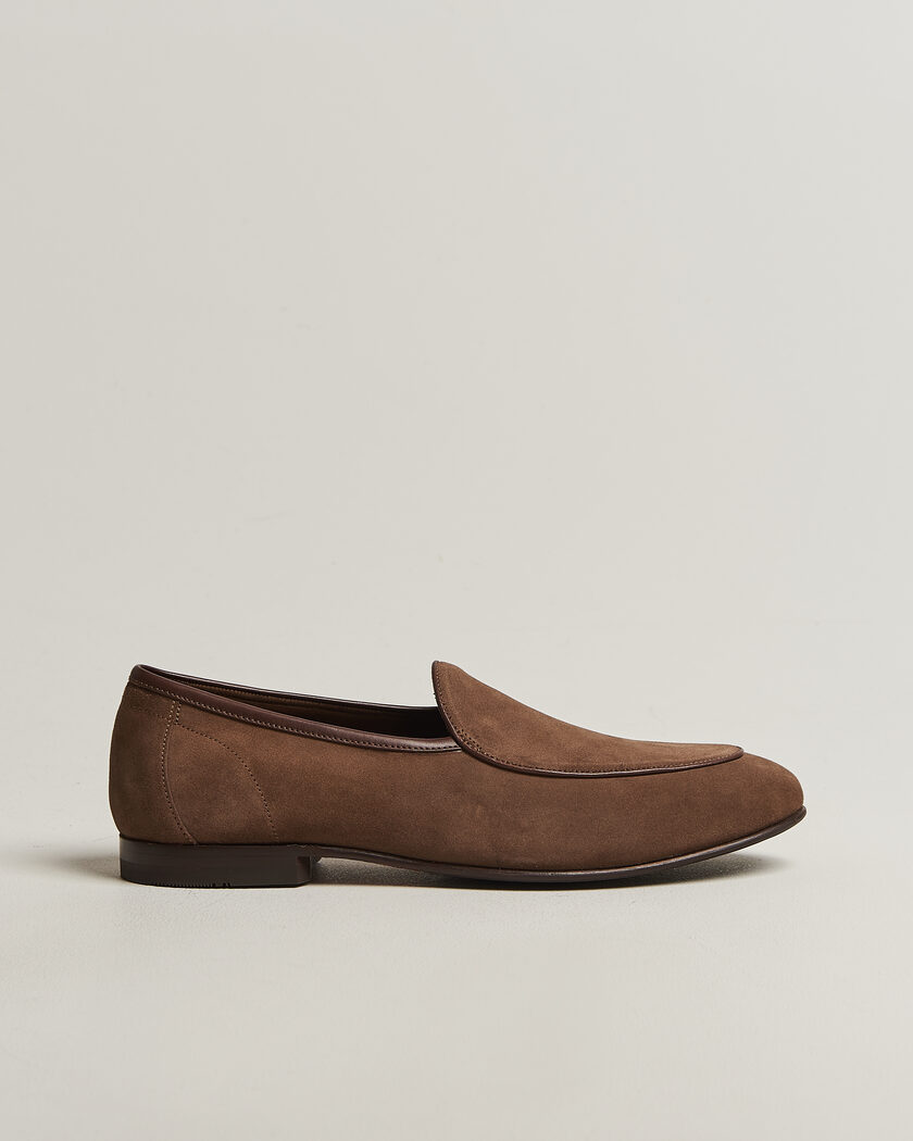 Loake 1880 Belgrave Suede Belgian Loafer Flint – Marrone