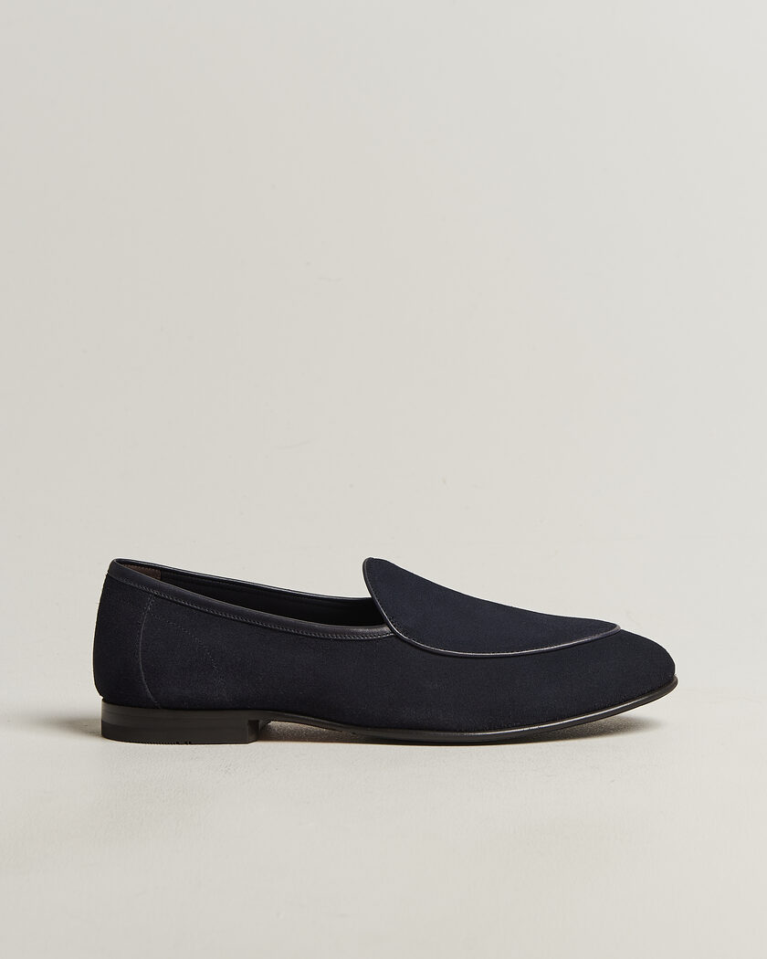 Loake 1880 Belgrave Suede Belgian Loafer Navy – Blu