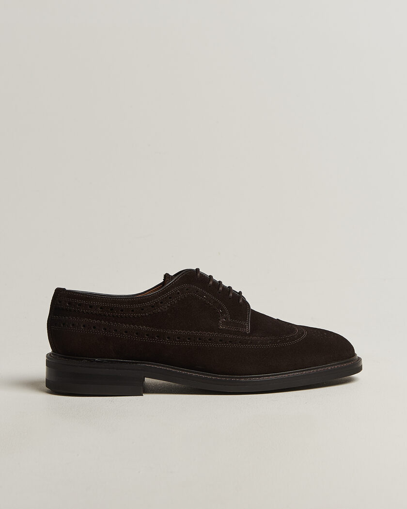 Loake Shoemakers Sovereign Longwing Suede Derby Dark Brown – Marrone
