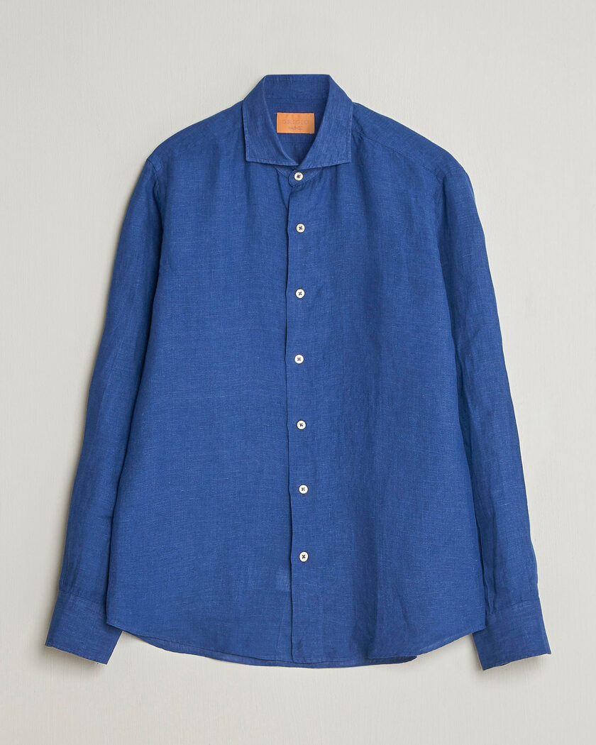 Grigio Washed Linen Shirt Navy – Blu
