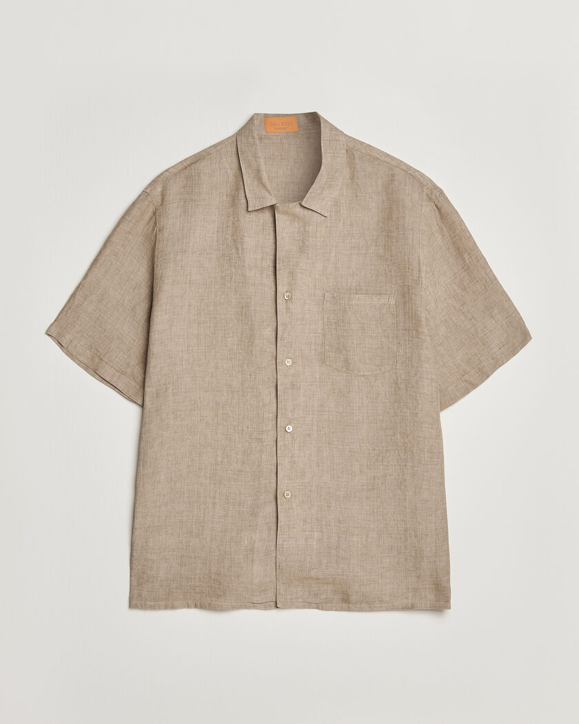 Grigio Linen Camp Collar Shirt Brown – Marrone