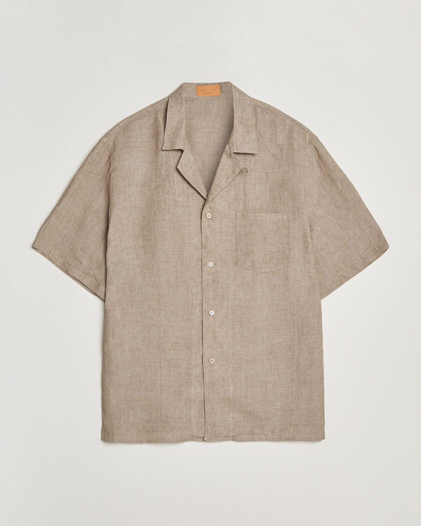 Grigio Linen Camp Collar Shirt Brown – Marrone