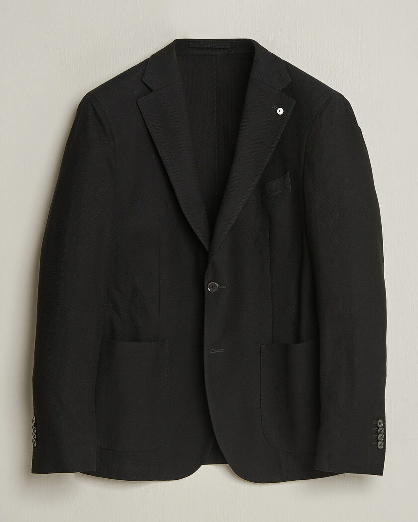  L.B.M. 1911 Jack Herringbone Cotton Blazer Black – Nero