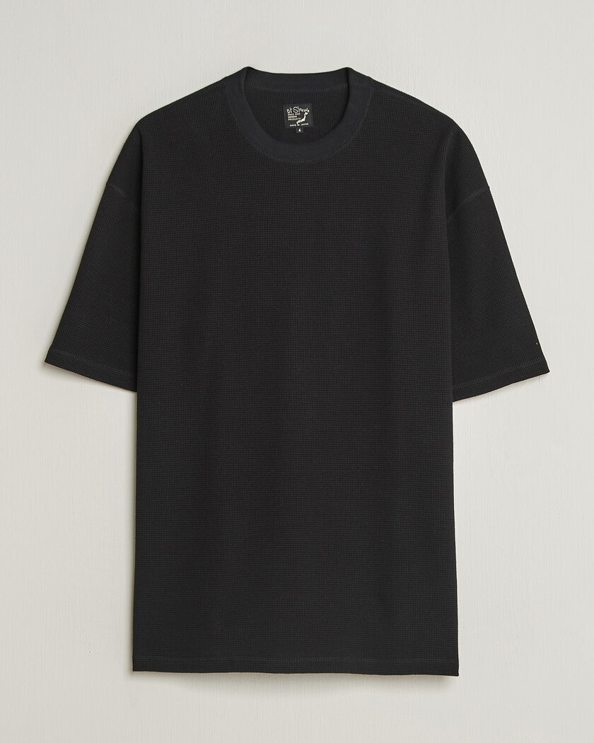orSlow Waffle Cotton T-Shirt Black – Nero