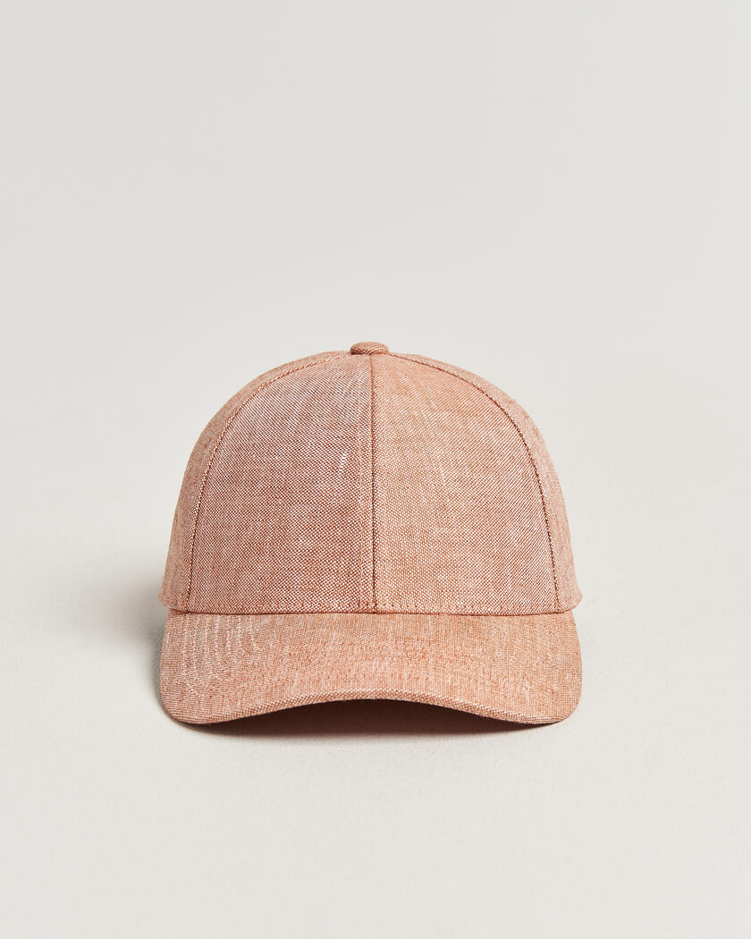 Varsity Headwear Linen Baseball Cap Pale Rust – Arancione
