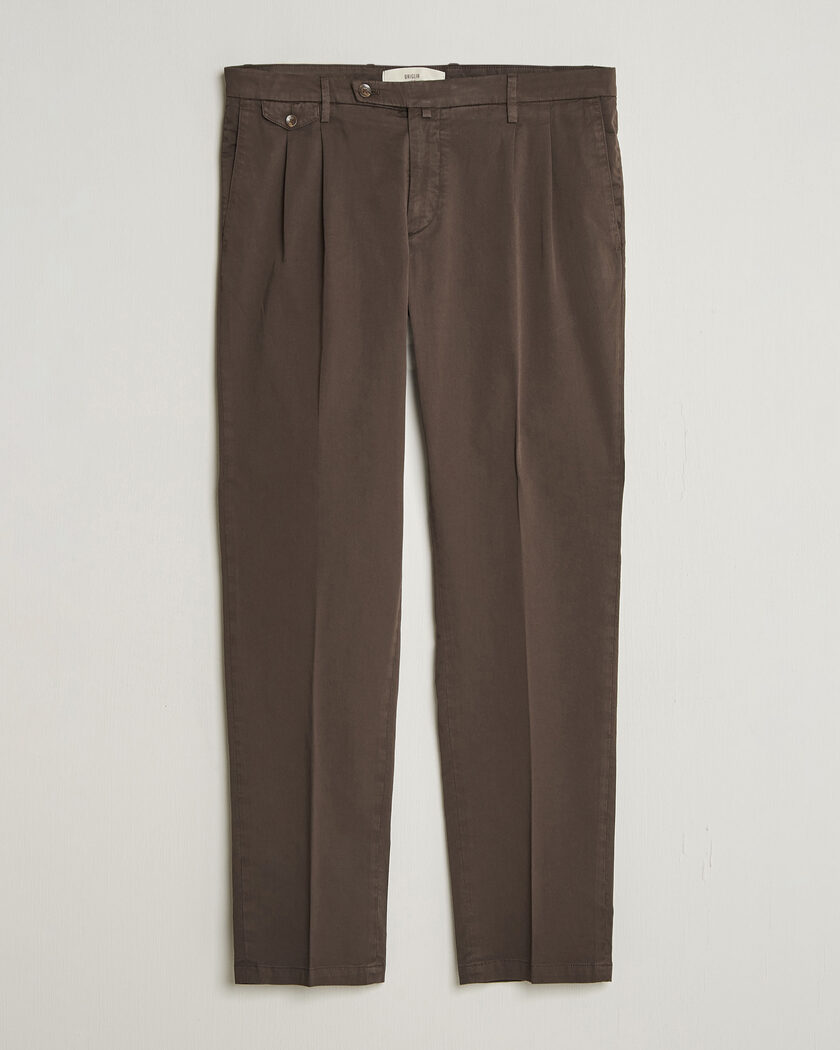 Briglia 1949 Easy Fit Pleated Cotton Stretch Chino Brown – Marrone