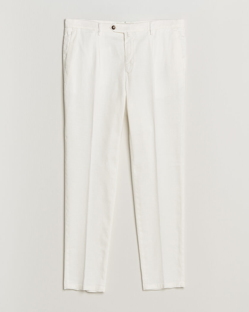 Briglia 1949 Pleated Linen Trousers Cream – Bianco