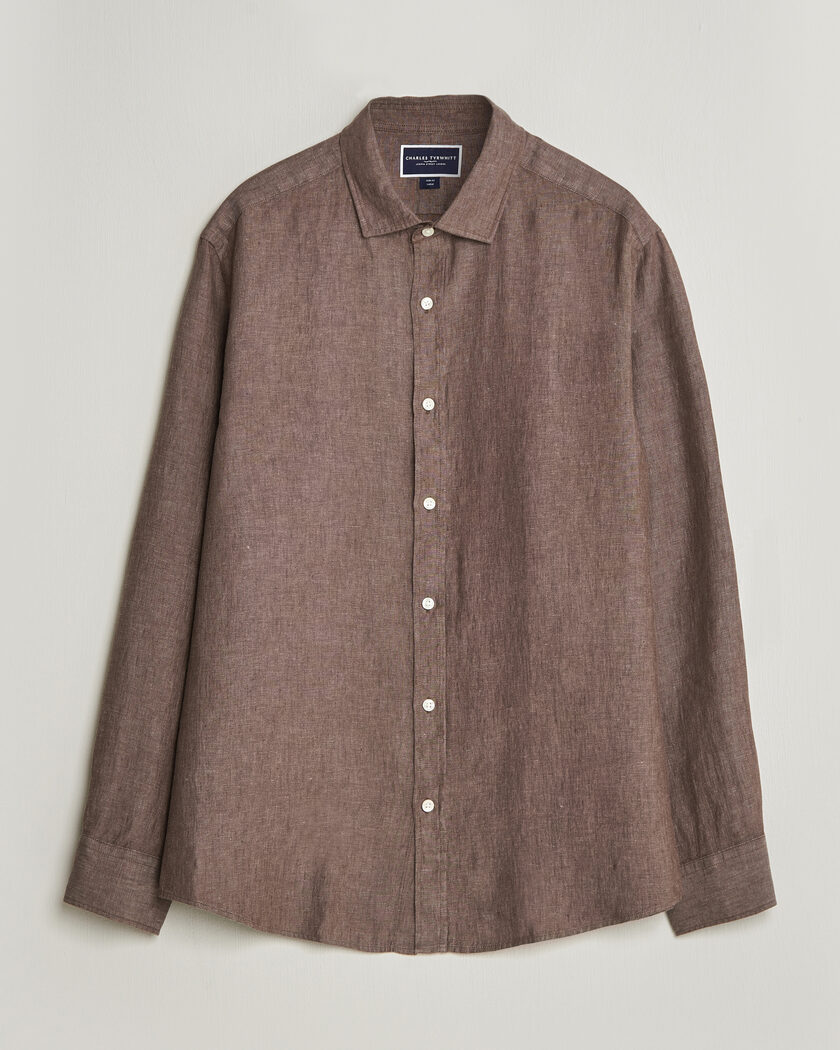 Charles Tyrwhitt Pure Linen Slim Fit Shirt Mocha – Marrone