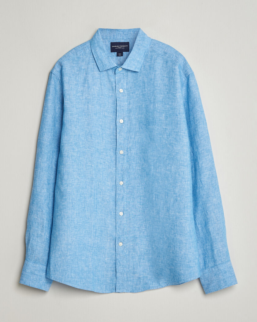 Charles Tyrwhitt Pure Linen Slim Fit Shirt Ocean Blue – Blu