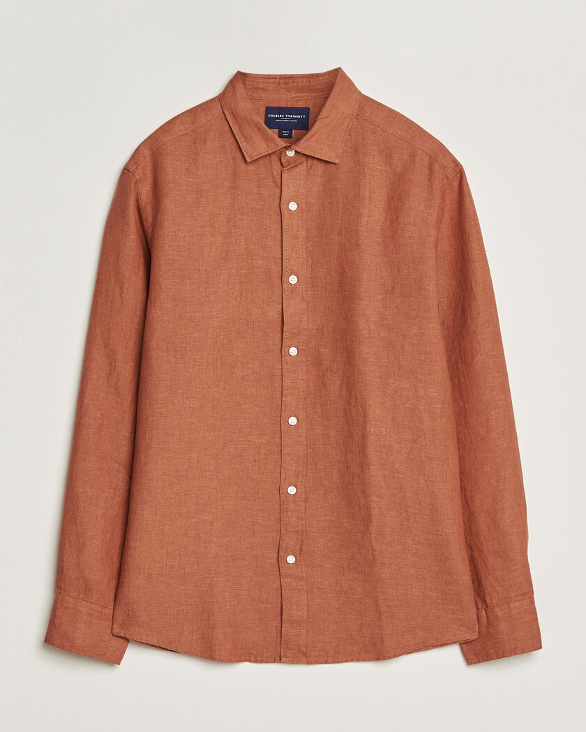 Charles Tyrwhitt Pure Linen Slim Fit Shirt Burnt Orange – Arancione