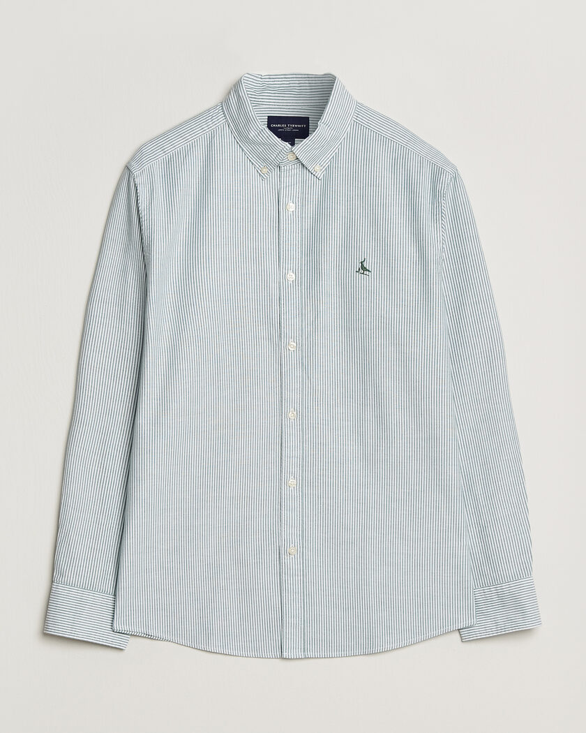 Charles Tyrwhitt Button Down Stretch Oxford Shirt Green/White – Verde